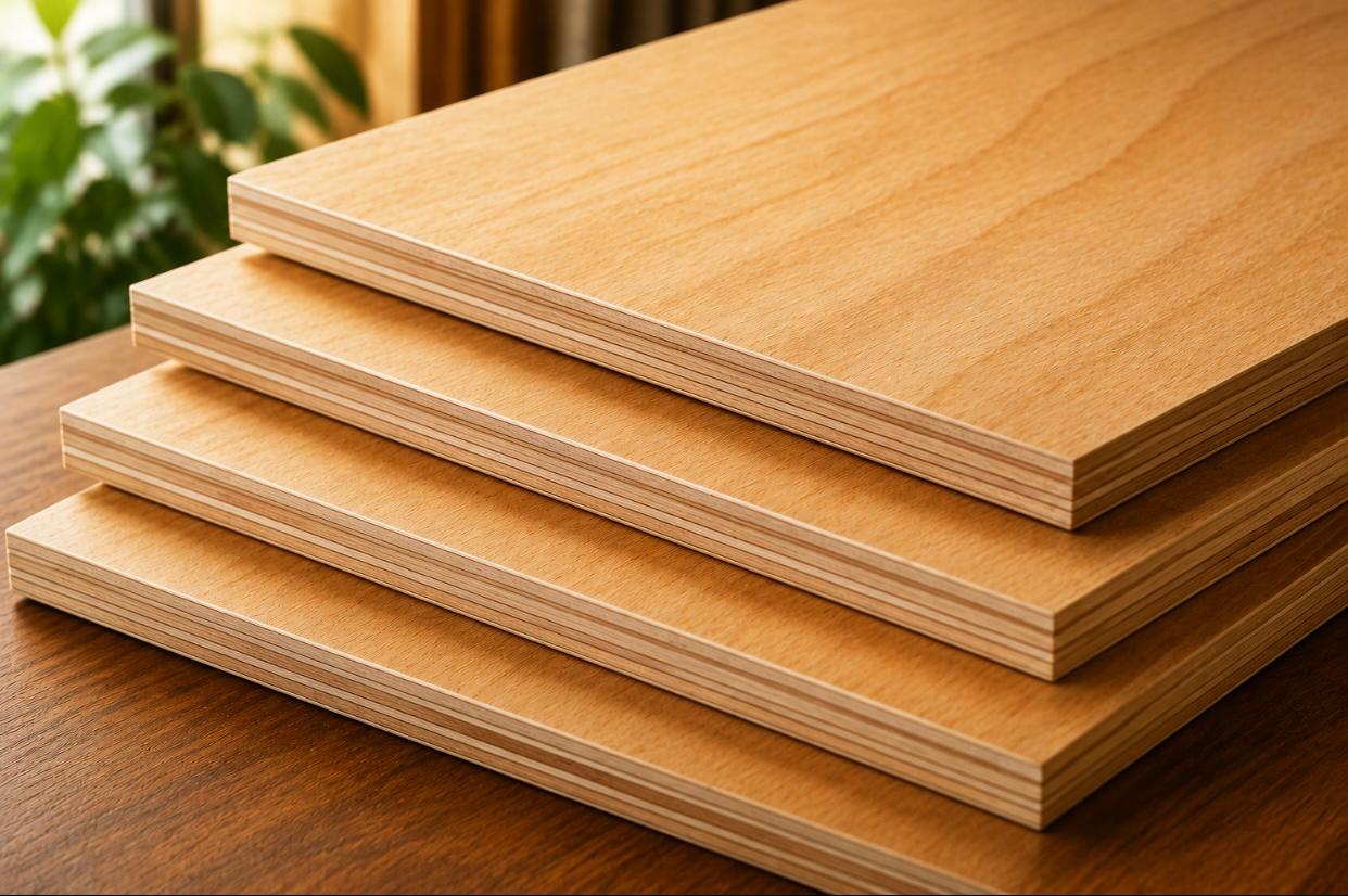 Cross-section of layered Woodtech plywood sheets
