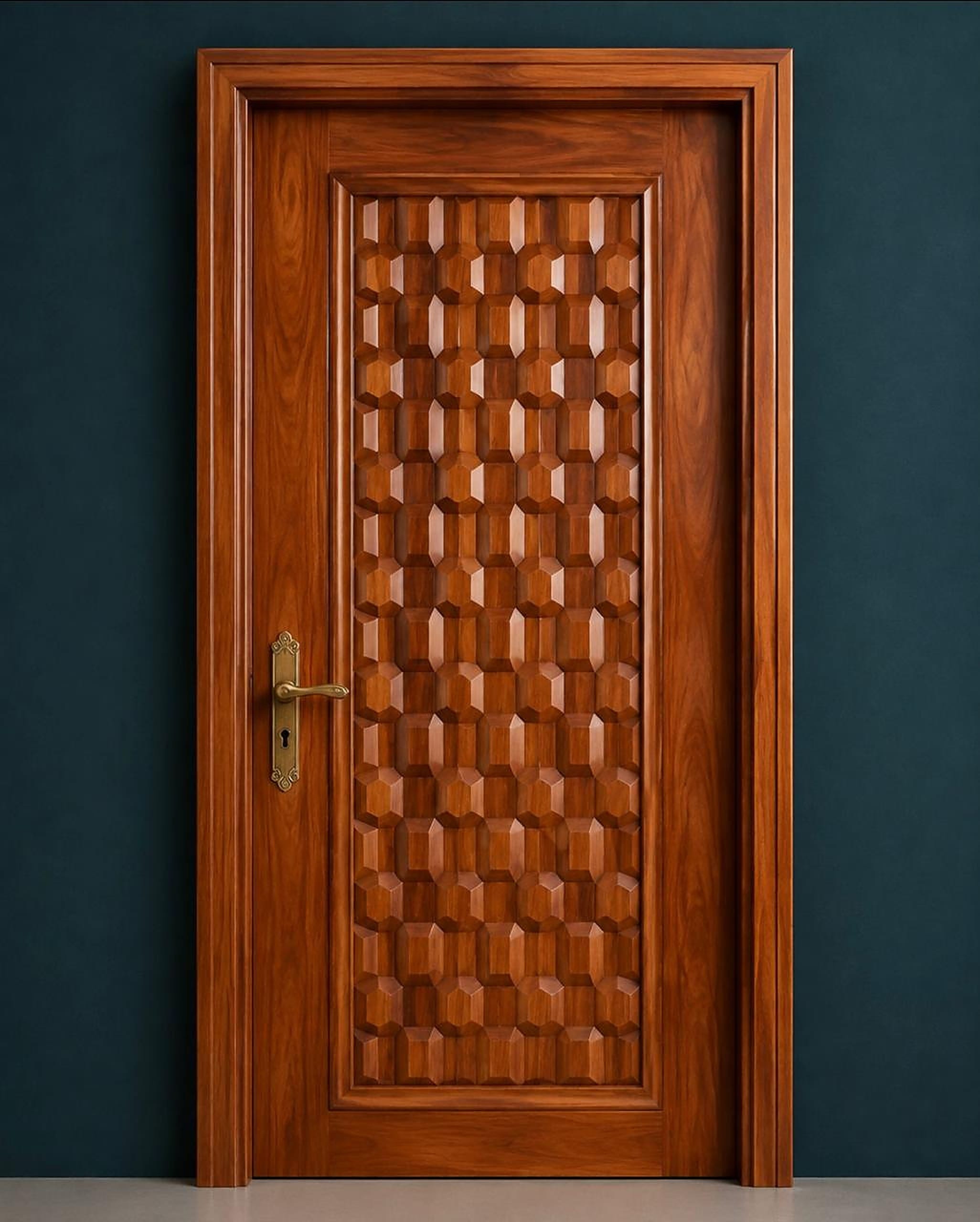 Honeycomb Carve — Solid Wooden Design Door