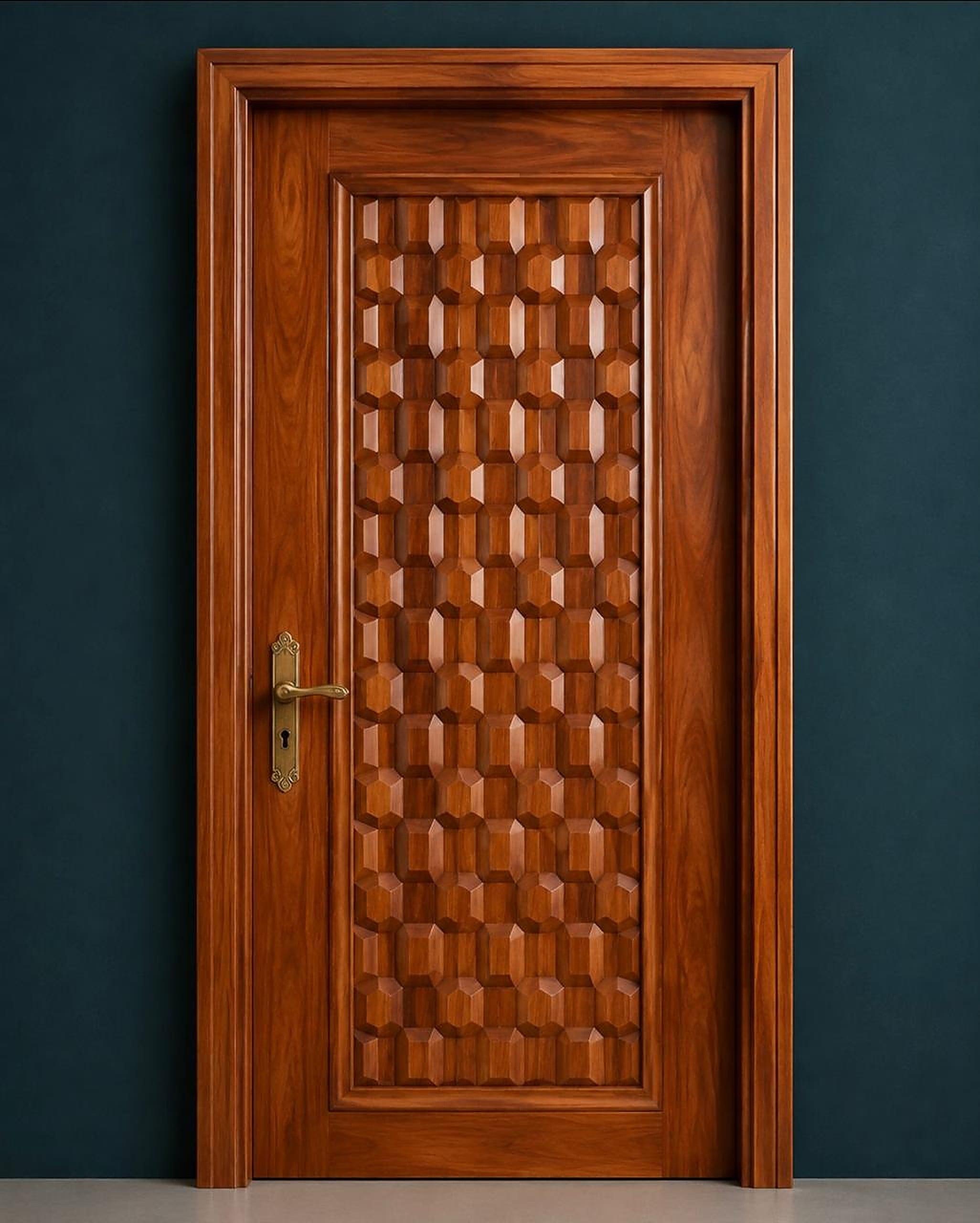 Honeycomb Carve — Solid Wooden Design Door
